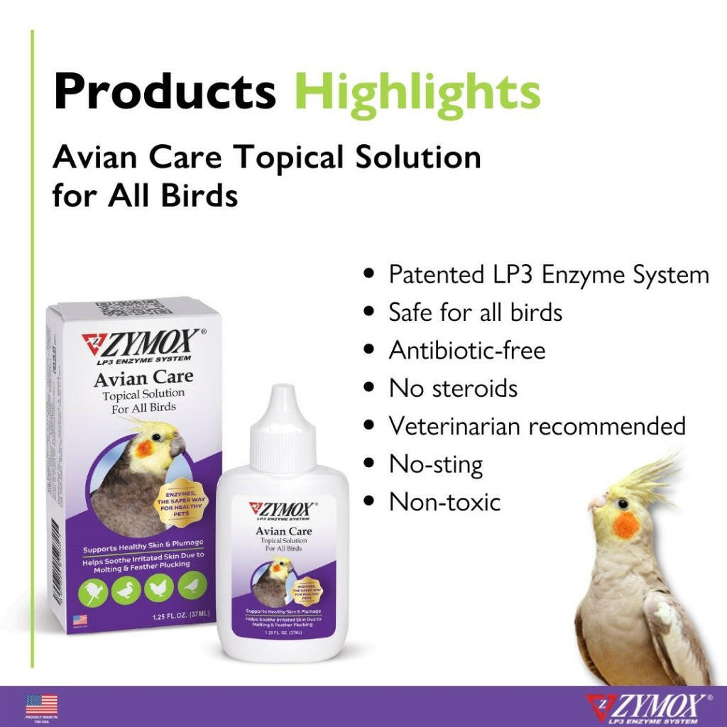 Zymox Avian Care Topical Solution w/o Hydrocortisone - Bottle (1.25 oz)