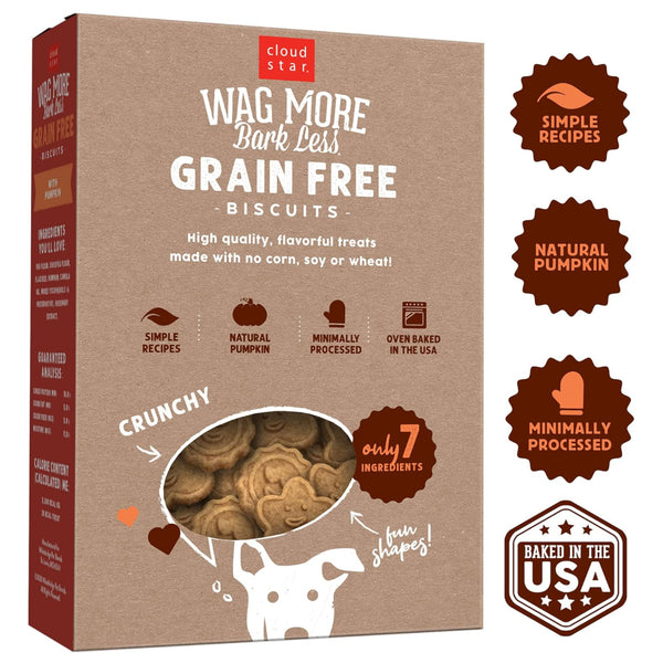 Cloud Star Wag More Bark Less Grain-Free Pumpkin Crunchy Biscuits Treats For Dogs