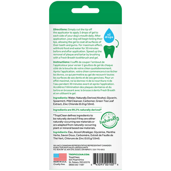 TropiClean Fresh Breath No Brushing Clean Teeth Dental & Oral Care Gel for Dogs