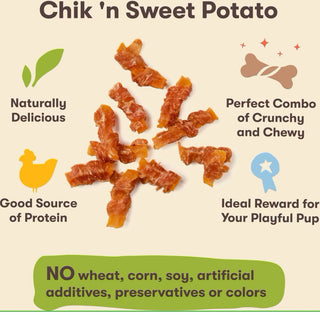 Pet 'n Shape Chick 'n Sweet Potato Jerky Wrapped Treats For Dogs (8 oz)