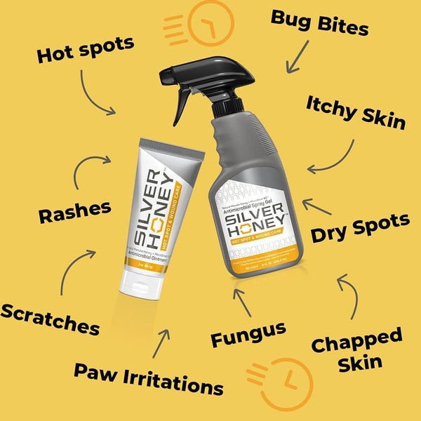 The Absorbine silver honey ointment is also available in a spray solution.  This solution is non-toxic and free from antibiotics. 