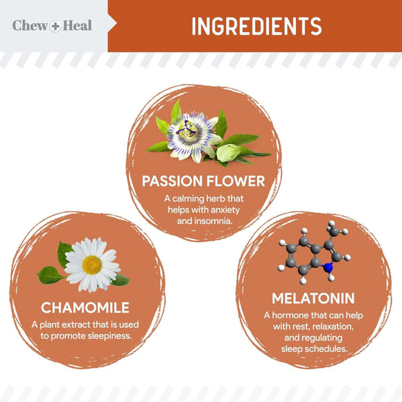 Chew + Heal Anxiety + Stress Calming Treats for Dogs 