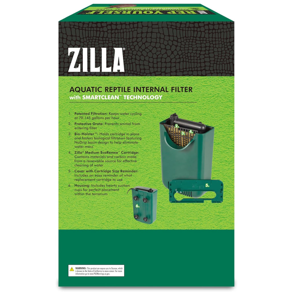 Zilla Aquatic Reptile Internal Filter with SmartClean Technology Medium -20 gal