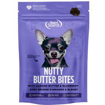 NutriSource Nutty Butter Bites with Almond Butter & Blueberry Soft & Chewy Dogs Treats (6 oz)