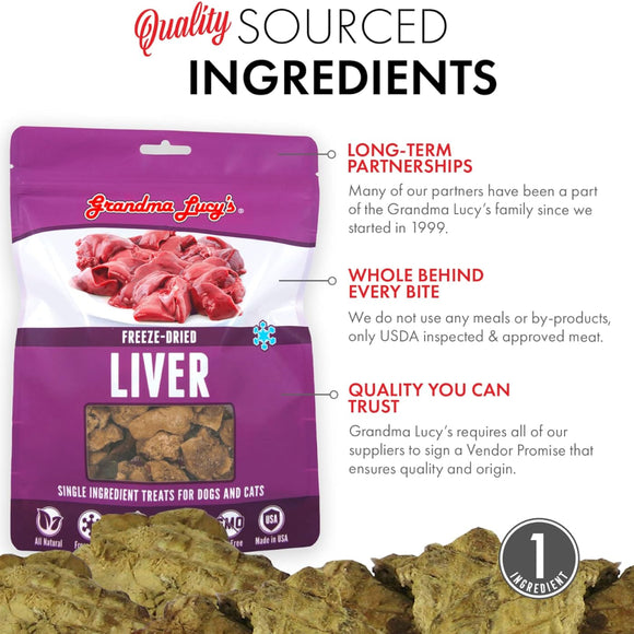Grandma Lucy's Freeze-Dried Chicken Liver Dog & Cat Treats (3.5 oz)