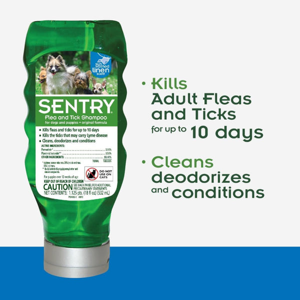 Sentry Flea & Tick Shampoo for Dogs- Sun Washed Linen Scent (18 oz)