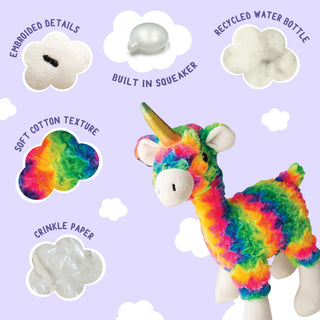 Snugarooz Mamma Llama Rainbow Plush Dog Toy- (15")