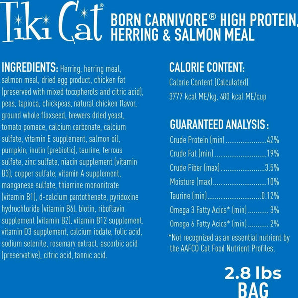 Tiki Cat Born Carnivore Herring & Salmon High Protein Dry Food For Cats (2.8 lbs)