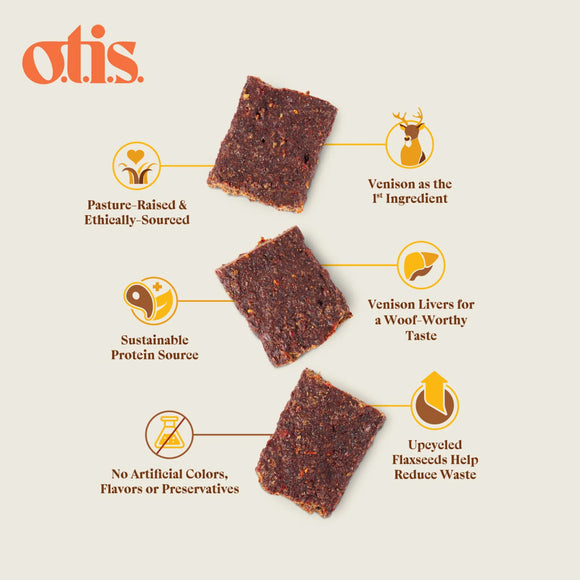 OTIS Wild Things Venison Jerky Treats for Dogs (4 oz)