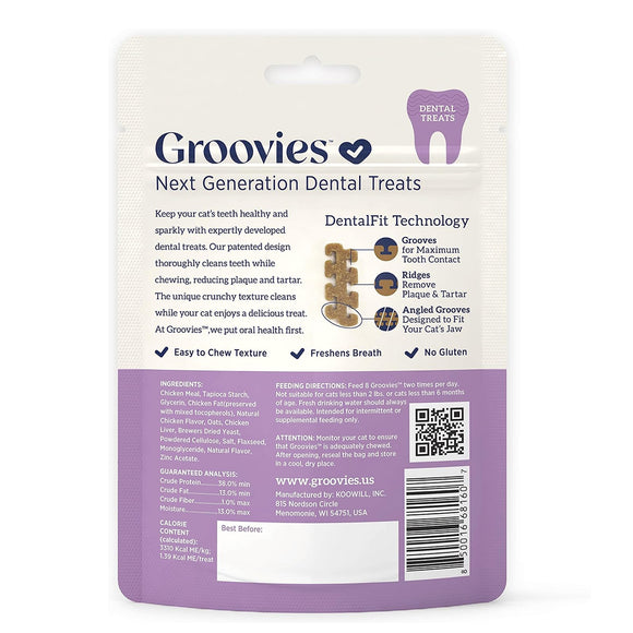 Groovies Chicken Flavor Dental Treats for Cats