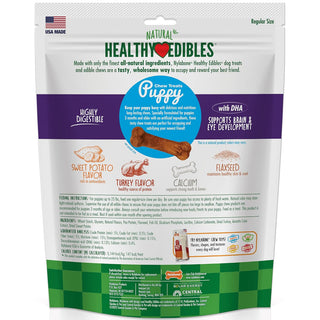 Nylabone Healthy Edibles Puppy Natural Sweet Potato & Tukery Flavor Puppy Chew Treats- Small/Regular (8 ct)