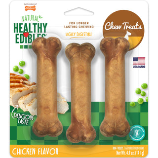 Nylabone Healthy Edibles Natural Long Lasting Chicken Flavor Dog Chew Treat- Small/Regular ( 3 ct)