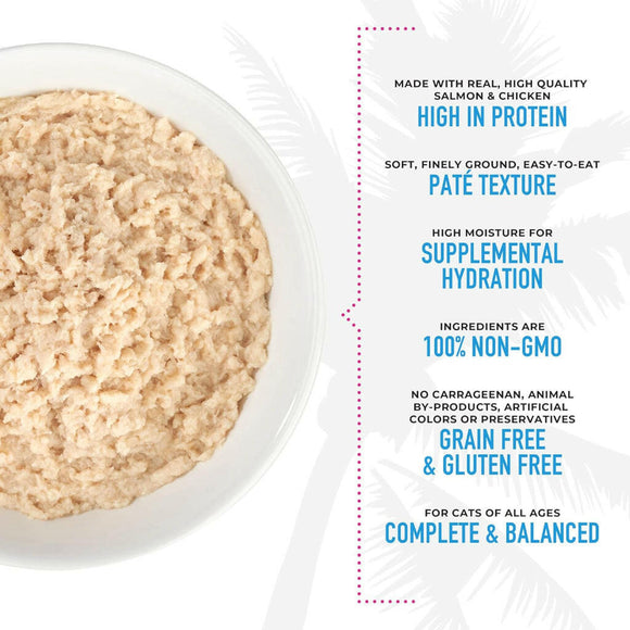 Tiki Cat Luau Wild Salmon & Chicken Nutritional Canned Food For Cats (2.8 oz x 12 cans)