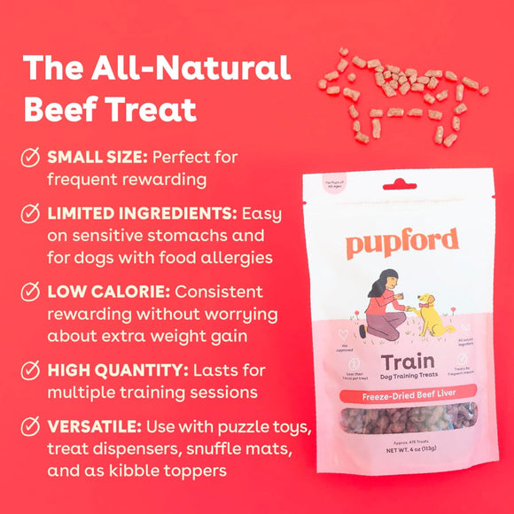 Pupford Train Freeze-Dried Beef Liver Training Treats for Dogs (4 oz)
