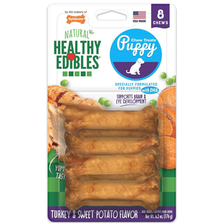 Nylabone Healthy Edibles Puppy Natural Turkey & Sweet Potato Flavor Puppy Chew Treats- X-Small/Petite (8 ct)