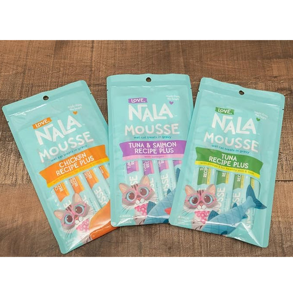 Love Nala Mousse Tuna & Salmon Recipe Lickable Treats For Cats (0.5 oz tube x 4)