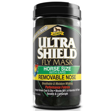 UltraShield Fly Mask Removable Nose with Ears For Horses (Horse Size)