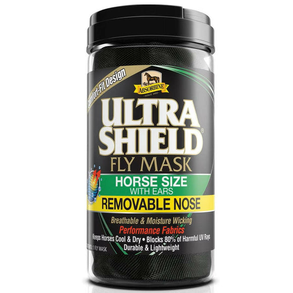 UltraShield Fly Mask Removable Nose with Ears For Horses (Horse Size)