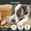 BARK Super Chewer Hare Raiser 2-in-1 Plush Exterior with Tough Center Treat Dispensing Dog Chew Toy
