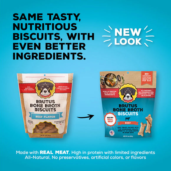 Brutus Broth Bone Broth Biscuits Beef Recipe Dog Treats (8 oz)