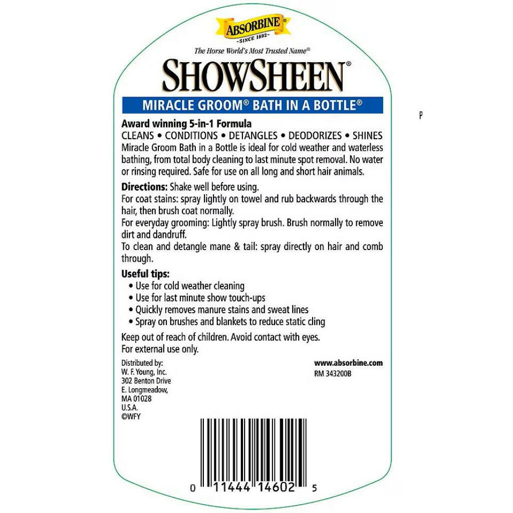 Absorbine Showsheen Miracle Groom Bathing Spray For Horses (32 oz)