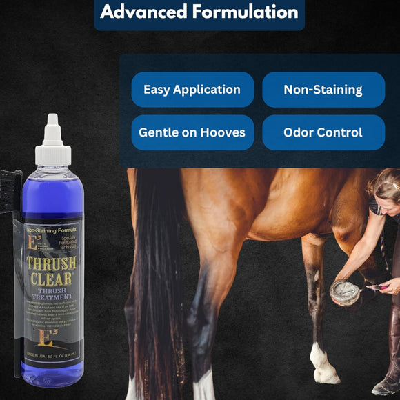 E3 Thrush Clear Treatment with Brush for Horses (8 oz)
