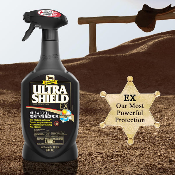 Ultrashield Ex Fly Spray is available in a 32 oz bottle and a gallon