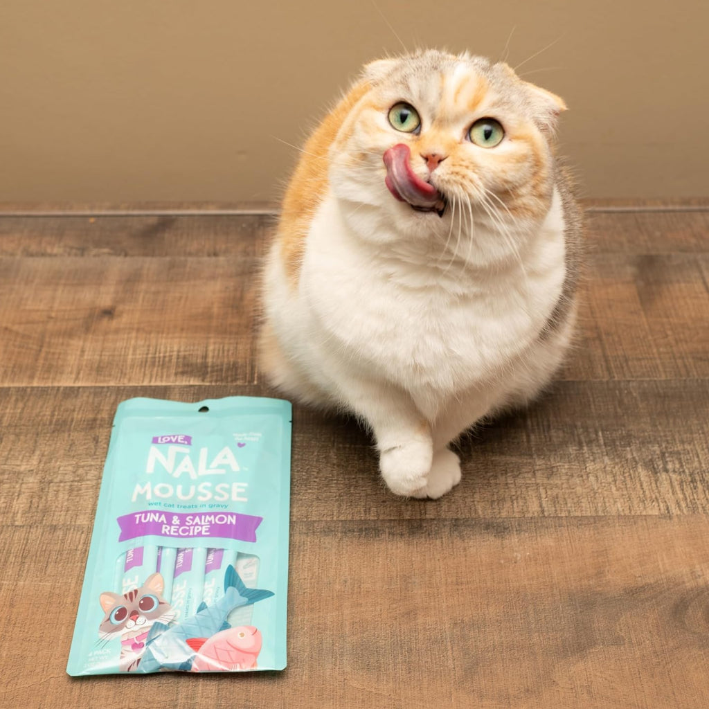 Love Nala Mousse Tuna & Salmon Recipe Lickable Treats For Cats (0.5 oz tube x 4)