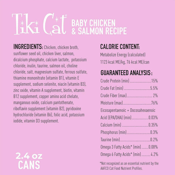 Tiki Cat Baby Chicken & Salmon Grain-Free Wet Food For Cats (2.4 oz x 12 cans)