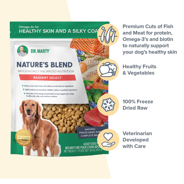 Dr Marty Nature's Radiant Select Freeze Dried Raw Dog Food for Skin & Coat (16 oz)