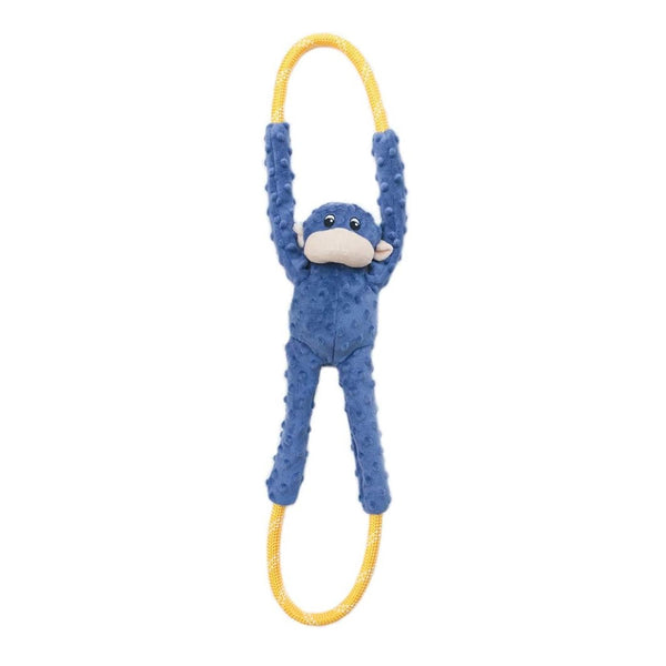 Zippy Paws Monkey RopeTugz Durable Rope Squeaky Chew Toy For Dog Blue (Large)