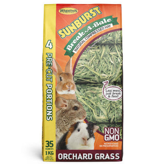 Higgins Sunburst Break-A-Bale Orchard Grass Hay For Small Animals (35 oz)