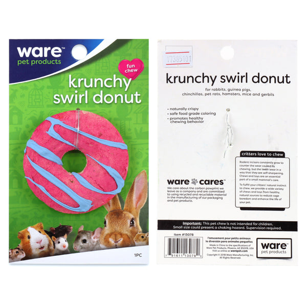 Ware Fun Chew Krunchy Swirl Donut Chew Toy For Small Animals