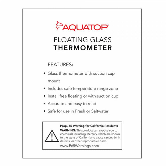 Aquatop Floating Glass Aquarium Thermometer with Suction Cup Mount
