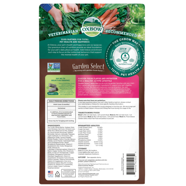 Oxbow Garden Select Adult Rat Food For Small Animals (2.5 lb)