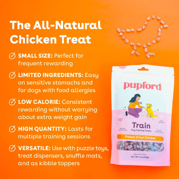 Pupford Train Freeze-Dried Chicken Training Treats for Dogs (4 oz)