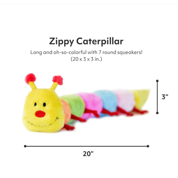 Zippy Paws Caterpillar Rainbow Squeaky Toy For Dog (Large)