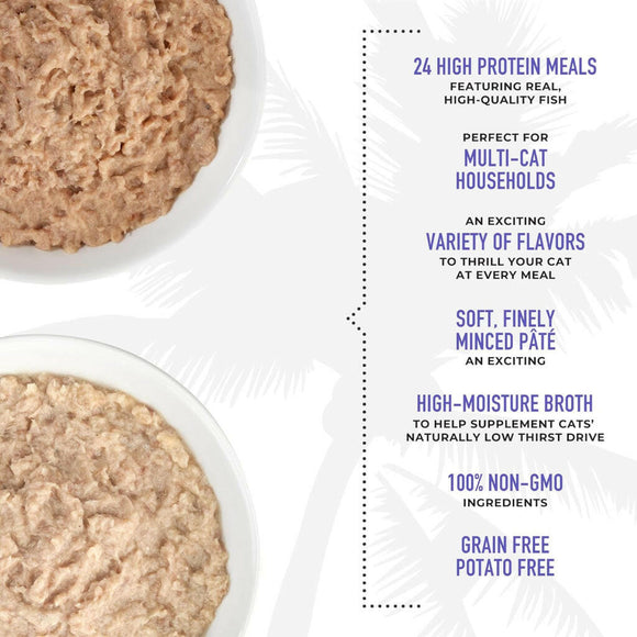 Tiki Cat Fish Favorites Pate Wet Food For Cats -Mega Pack (2.8 oz x 24 cans)