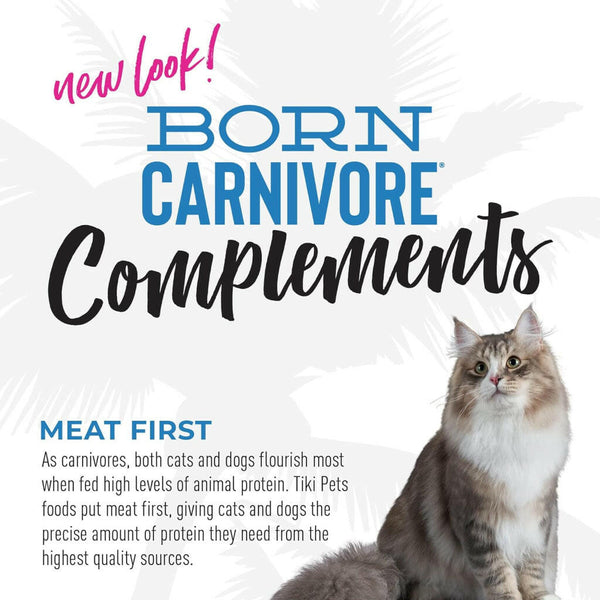 Tiki Cat Born Carnivore Complements Grain-Free Wet Food Topper For Cats-Variety Pack (2.1 oz x 10 Pouch)