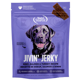 NutriSource Jivin' Jerky Beef Salmon & Turkey Dog Jerky Treats (4 oz)