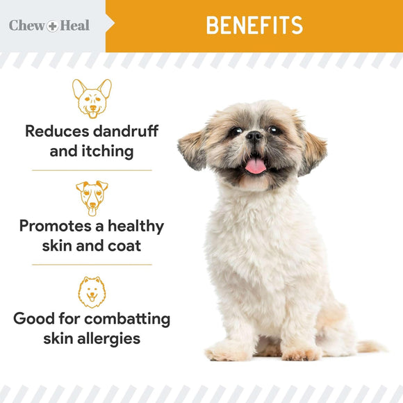 Chew + Heal Norwegian Salmon Oil Skin & Coat Supplement For Dogs & Cats