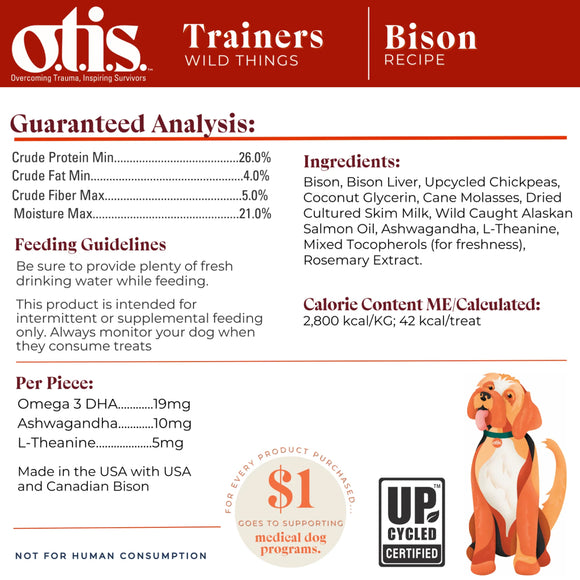 OTIS Wild Things Bison Trainers Bite-Sized Treats for Dogs (4 oz)