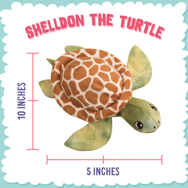 Snugarooz Shelldon the Turtle Green Dog Crinkle & Squeak Toy (10")