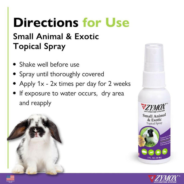 Zymox Small Animal & Exotic Topical Spray w/o Hydrocortisone - 2 oz. bottle