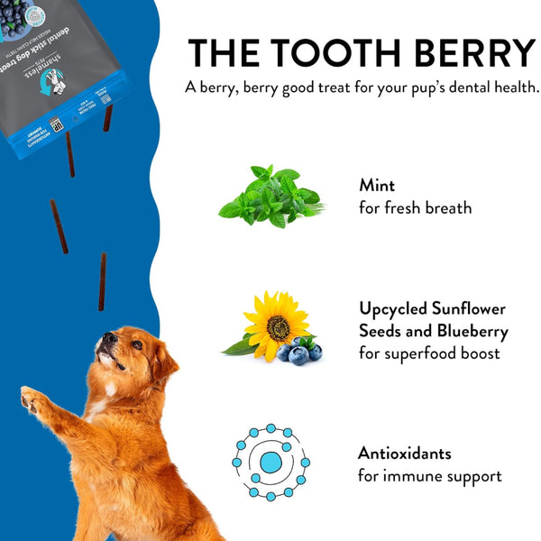 Shamless Pets The Tooth Berry Dental Sticks Treats For Dogs (7.2 oz)