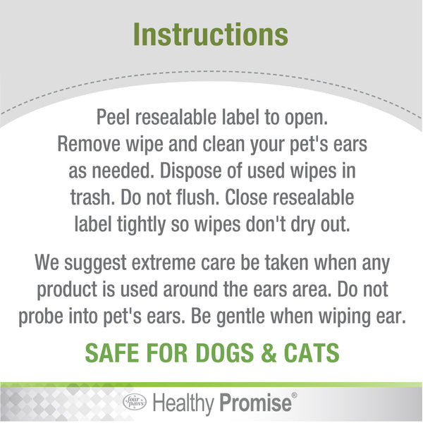 Four Paws Healthy Promise Ear Wipes For Cat & Dog (35 ct)