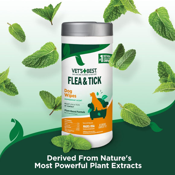 Vet's Best Flea and Tick Wipes for Dogs & Cats (50 ct)