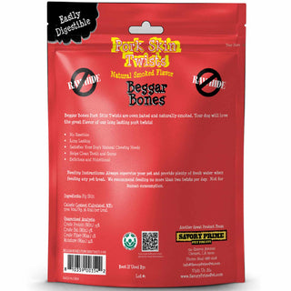 Savory Prime Beggar Bone Pork Skin Twists Treats For Dogs