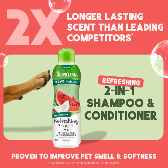 TropiClean Watermelon Refreshing 2-in-1 Shampoo & Conditioner For Dogs