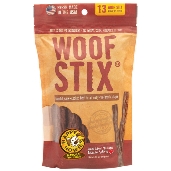 Happy Howies 6-inch Beef Woof Stix Bakers Treats For Dogs- Dozen (13 count)